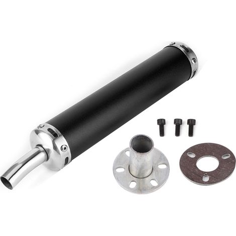 Silencieux d'échappement en acier inoxydable 20mm/0,8in, pièce modifiée pour moto 2 temps, noir (1/5)