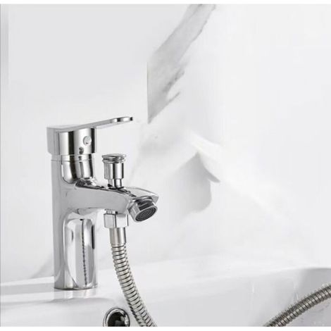 Robinet Bain Douche Monotrou - Laiton Massif Chromé - Montage Sur Comptoir - Levier À Soulever - 1 Pièce (1/4)
