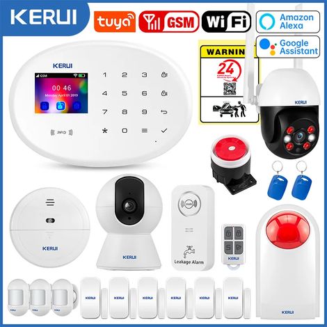 (Pack 10) Système d'alarme domestique, compatible avec l'alarme antivol WiFi GSM, sirène sans fil 433 MHz, compatible avec Tuya Smart Home. (1/5)