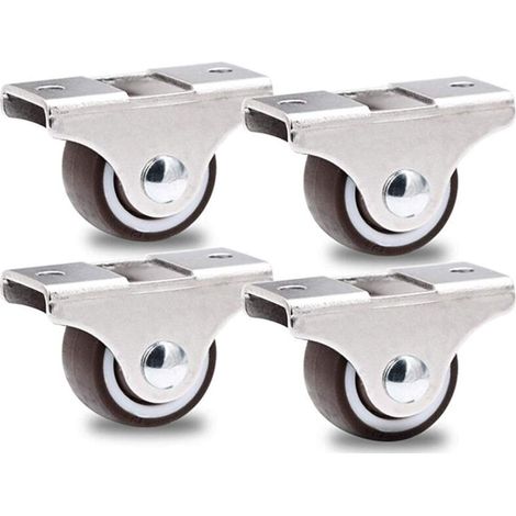 Set of 8 mini 25mm rubber casters fixed in a swiveling metal housing - For furniture, household appliances and equipment (1/4)