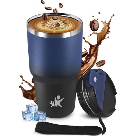 Mug Isotherme 600ml, Tasse Isolante Hermétique à Vide avec Couvercle, Étanche et Réutilisable, Double Paroi Isolée sous Vide, sans BPA, Idéale pour Enfant, Adulte, Randonnée, Course (1/5)