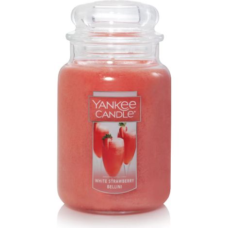 Bougie Yankee Candle grand pot, clochette blanche à la fraise, 623 g