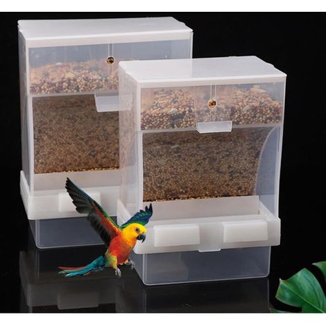 APEX 2PCS 450g Mangeoire pour Oiseaux en Cage Mangeoire Automatique pour Oiseaux Distributeur Automatique de Graines pour Oiseaux