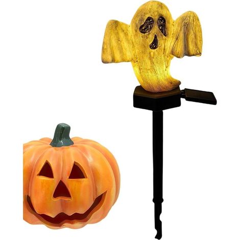 Lampe sur piquet fantôme Pathway, lampe sur piquet fantôme solaire,Lampe de pieu fantôme d’Halloween Lampe imperméable d'ambiance de jardin d'Halloween LED pour la voie (1/5)