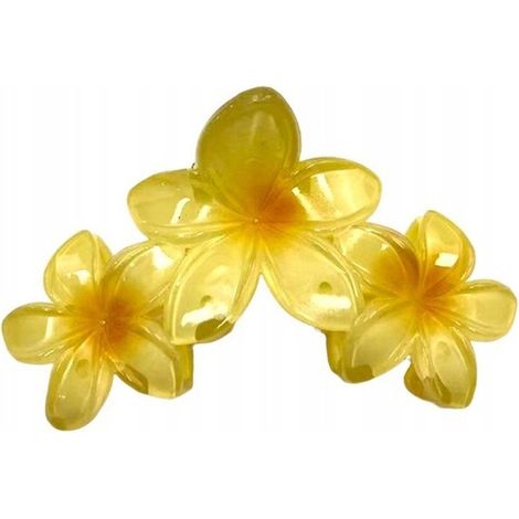 Pinza para el cabello, grande XL, triple flor, amarilla, 7 x 11 cm, SP387 (1/3)