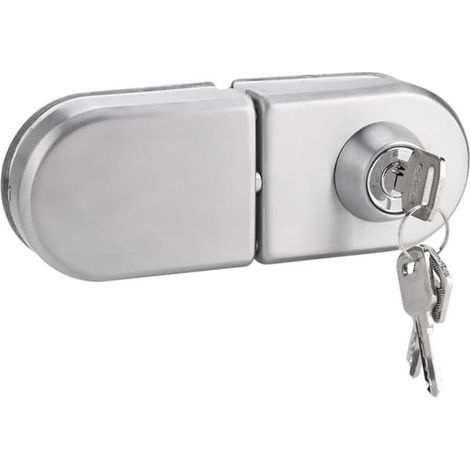 Serrure antivol pour porte vitrée, 10-12 mm, acier inoxydable, avec clé d'ouverture, convient pour la maison, l'hôtel, le bureau et la salle de bain. (1/5)