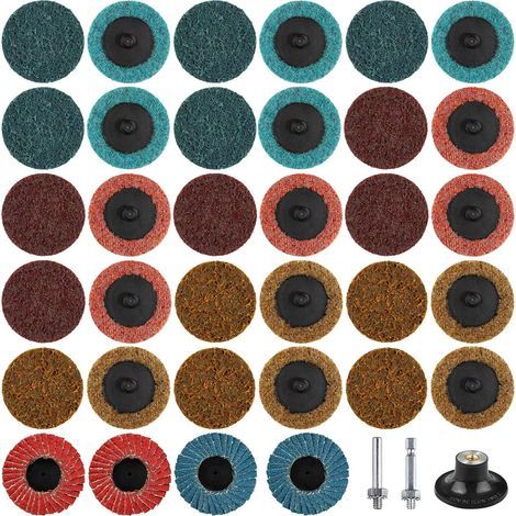 37 Abrasive Discs, 50mm Nylon Ceramic, 1/4 Inch Shank, For Metals (1/5)