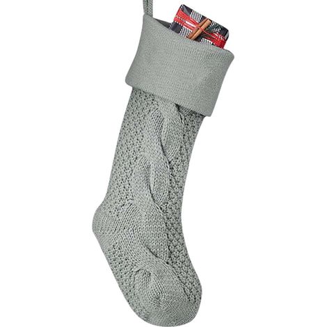 Chaussette De Noël - Tricotée En Laine - Décoration Murale Pour Fête - Sac À Bonbons Et Petits Cadeaux - 22 X 8 X 4 Cm - 1 Pièce (1/4)