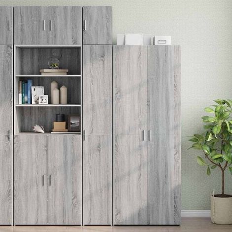 Armoire Rangement Mince Sonoma Gris 30 X 42,5 X 225 Cm, Bois, Porte Réversible (1/4)