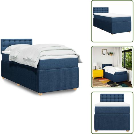 vidaXL Sommier à lattes de lit avec matelas Bleu 80x200 cm Tissu