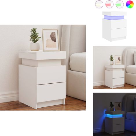 Table de chevet avec lumières LED blanc 35x39x55 cm - Table De Chevet - Lampe De Chevet - Luminaire LED - Mobilier Chambre - Décoration Intérieur (1/5)