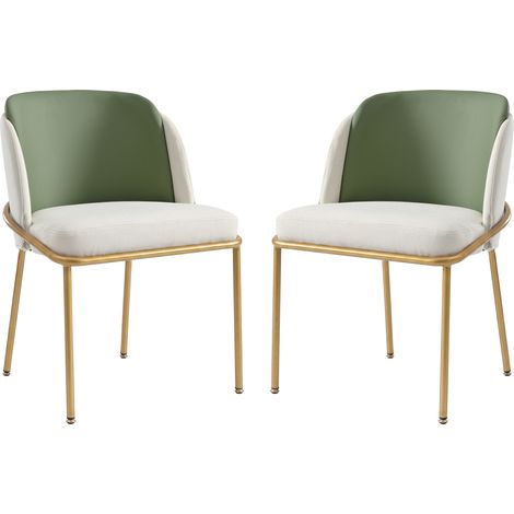 Chaise de salle à manger verte avec pieds inclinés en fer réglables, design moderne et tissu PVC, charge 150 kg (1/5)
