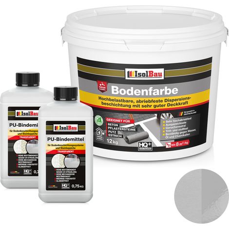 IsolBau 2K Pintura de resina para suelos para hormigón Bodenbeschichtung 12kg Gris piedra (1/5)
