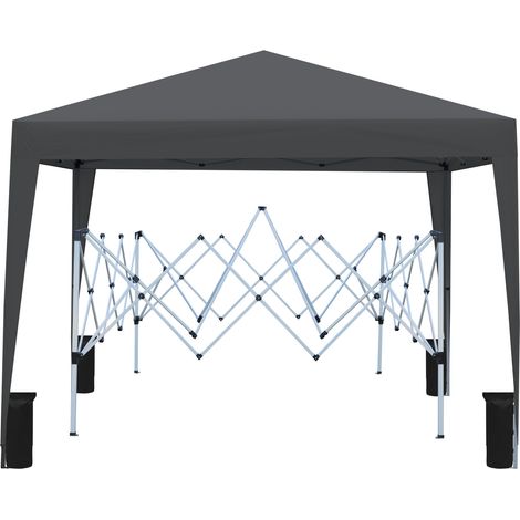 Gazebo pieghevole 3 x 3 m impermeabile con 4 pareti laterali, 4 sacchi e telaio in acciaio HOMVRA (1/5)