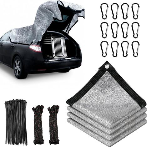 1 Filet D'Ombrage 2x2m, Tissu Aluminium Réfléchissant, Bâche Anti-UV, Pour Voiture, Jardin, Serre (1/5)