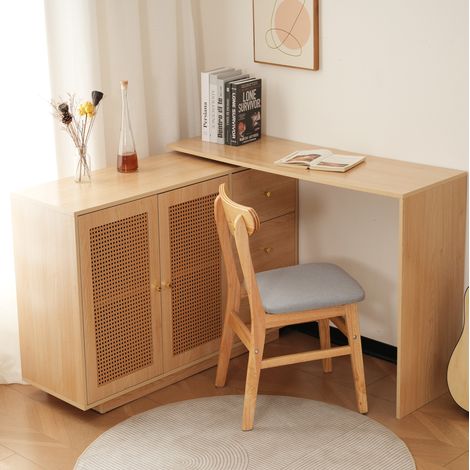 Escritorio esquinero giratorio con armario MDF 126 cm OKMYHOME (1/5)