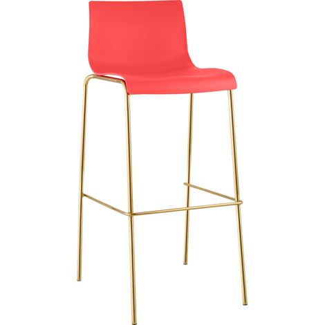 Barhocker Hover Kunststoff Vierfußgestell Gold rot