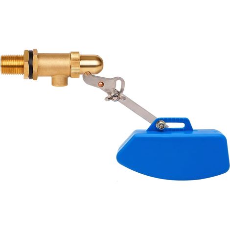 3/4" Vanne À Flotteur En Laiton, Robinet Flotteur Réglable, Vanne De Remplissage Automatique Pour Réservoir, Piscine, Abreuvoirs Pour Volaille, Bleu (1/5)