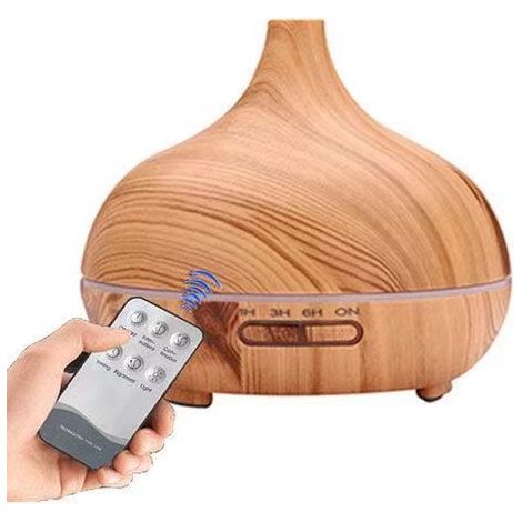 Diffuseur d'Huiles Essentielles Ultrasonique en Bois, Humidificateur Silencieux pour Chambre avec Télécommande, Brûleur d'Aromes Design Bois Clair (Sans Huiles)-lsw (1/2)