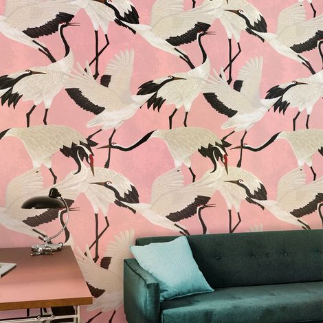 Papel tapiz adhesivo elegante y refinado para sala Aironi Rosa (1/5)