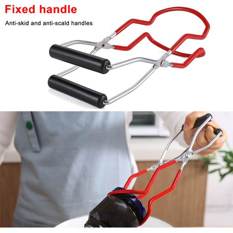 Einmachglaszange mit ergonomischem Griff aus Edelstahl, hitzebeständig und rutschfest, mit großer Öffnung, ideal für Küchen und Restaurants. (1/5)