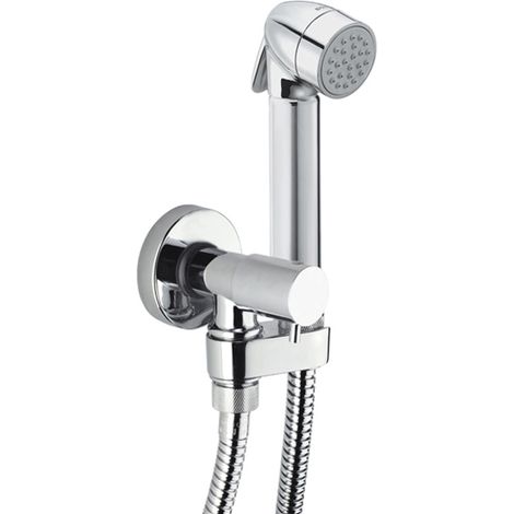 Set doccia completo mod. talita-gom con pulsante ottone cromo con flessibile