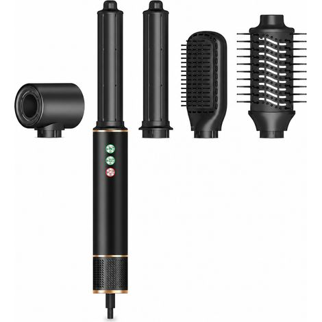 Styler cheveux 5-en-1 noir, sèche-cheveux et brosse à air chaud, moteur sans balais, ions négatifs, 240 V UK (1/5)