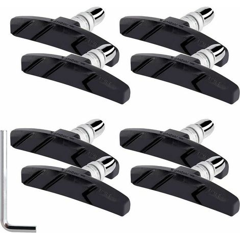 Patins de Frein Vélo V-Brake 70 mm avec Ecrous Hexagonaux Entretoises et Clépour Vélo de Route Montagne Cyclisme Noir 4 Paires (1/4)