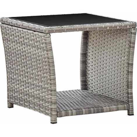 vidaXL Table basse Gris 45x45x40 cm Résine tressée et verre (1/5)