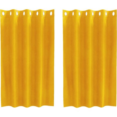 Rideaux 2 pcs jaune moutarde 140 x 140 cm Velours CFW82325 (1/4)