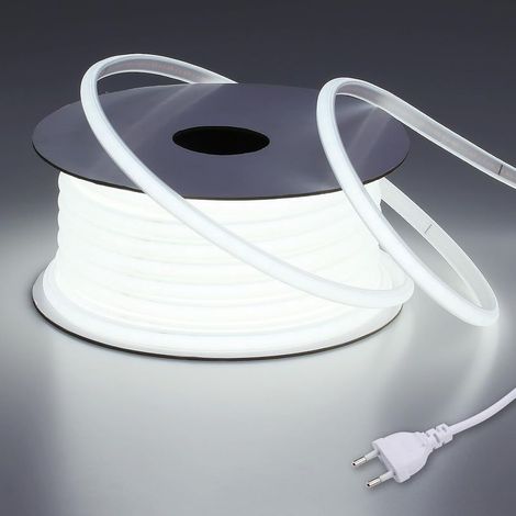 Ruban LED COB 20M 6000K blanc froid – Étanche IP65 pour chantiers et espaces humides – Flex découpable – Installation facile sans transformateur