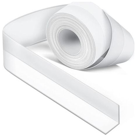 LaBlanc – Weißes Silikon-Dichtmittel für Badezimmer und Badewannen, wasserdicht und schimmelresistent, weiches Klebeband, geeignet für Küche, WC und Ecken, 38 mm x 3,2 m (1/5)