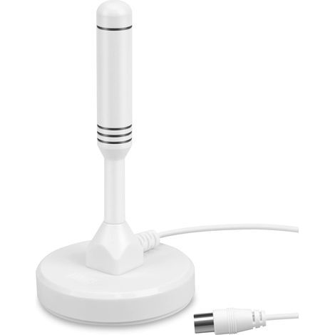 Antenne TV Interieur TNT HD Puissante Belgique – August DTA240 Digital et Numérique UHD, Magnétique Aimantée, Petite, Portable, Discrète, UHF VHF pour Salon, Caravane Camping-Car, câble 2m - Blanche (1/5)