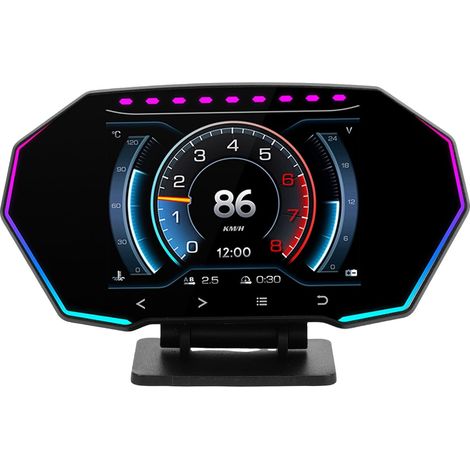 Affichage HUD de Voiture, Compteur de Vitesse Numérique Tête Haute avec écran IPS 3,5, Compteur de Vitesse GPS Double Mode avec Alertes de Survitesse, de Régime et de Tension, Idéal pour les (1/4)