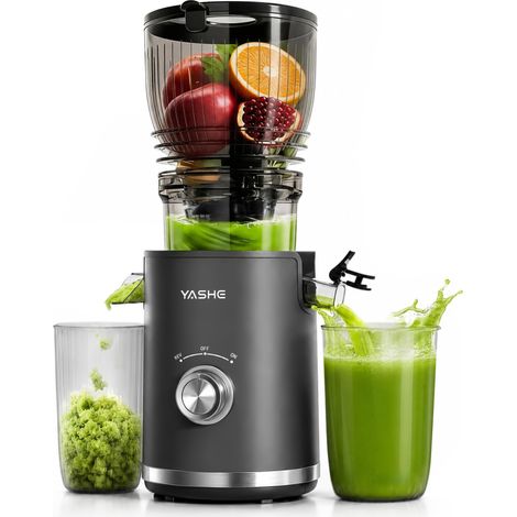 YASHE Slow Juicer SJ300V, 300 W, 148 mm Einfüllschacht, Reverse, Schwarz