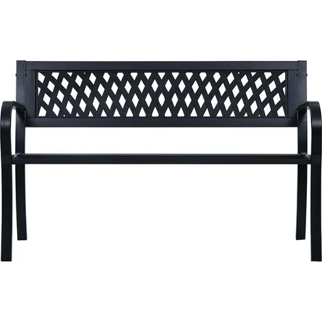 vidaXL Banco de jardín acero negro 125 cm (1/2)