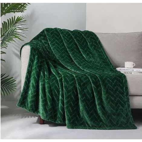 TAISHENGDA Coperta in morbido pile, copridivano matrimoniale, coperta decorativa soffice e leggera, verde scuro, 127 x 152 cm (1/5)