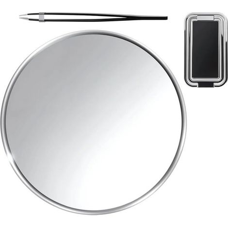Miroir Grossissant X 20,15 Cm,Miroir Cosmétique Avec Grossissement,Miroir Grossissant Avec Ventouse Et Pince À Épiler,Miroir[BI52] (1/5)