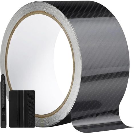 5 cm x 900 cm - En fibre de carbone - Noir - Film autocollant pour voiture et moto (fibre de carbone 6D, 5 cm x 900 cm) (1/5)