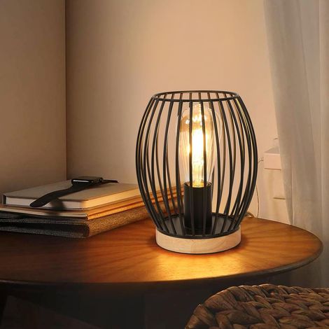 COMELY Lampe de Table, Lampe de Chevet, Lampe de Table en Métal Noir, Décoration Chambre, Salon Lampe de Table avec Douille E27 (Ampoule non incluse) (1/5)