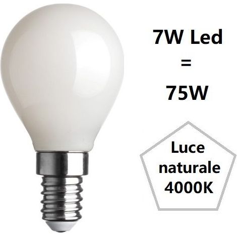 LAMPADINA SFERA PICCOLA LED 7W LUCE NATURALE 4000K 1055 LUMEN E14 BOT