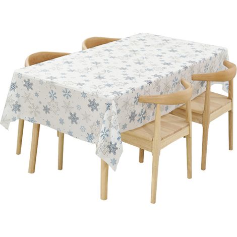 Tablecloth Noel - PEVA Imprimé Flocons De Neige - 137 x 274 cm - Pour Fête D'hiver Et Décoration Intérieure - 3 Pièces (1/5)