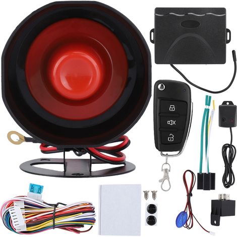 Dispositif antivol universel pour voiture Q1 12V, verrouillage centralisé à distance, alarme sonore, visuelle et vibratoire (version anglaise), clé avec batterie intégrée (1/5)