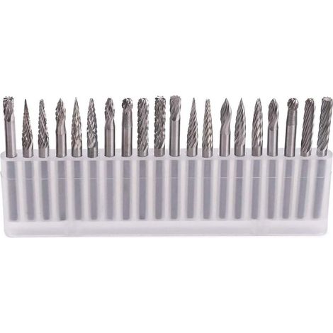 Rotationsfräser – 20 Stück Hartmetall-Rotationsfräser, Stahlbohrer, Diamantbohrer/Rotationswerkzeug mit 3-mm-Schaft/Heimwerken, Holzbearbeitung, Schnitzen, Gravieren, Bohren (1/5)