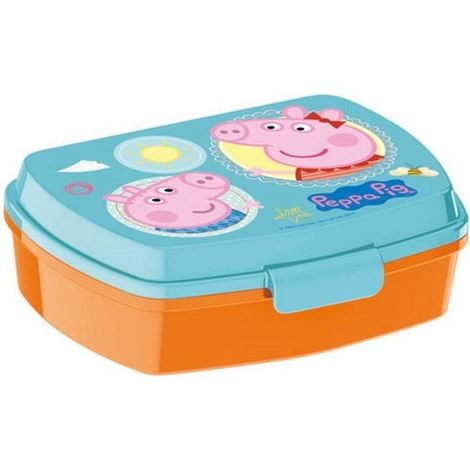 Boite à goûter - Peppa Pig - Lunch Box - Orange - Turquoise - 16x11x6 cm