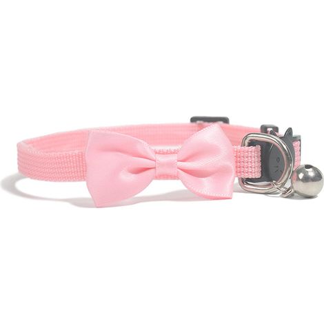 Collier à nœud pour animaux de compagnie, en Nylon doux et respirant, cravate pour chien, nœud réglable pour chat avec cloche pour fête quotidienne, Camping, rose clair (1/5)