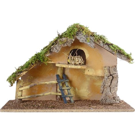 Capanna Presepe 38x17x28 cm Marrone con Muschio Verde Peraga Christmas