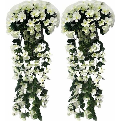 Artificial Vine Hanging Realistic Wedding Decoration, Romantic Artificial Plant Decorative Flower Window Ornament Wall Fake Leaf Simulation White 2PCS (1/5)
