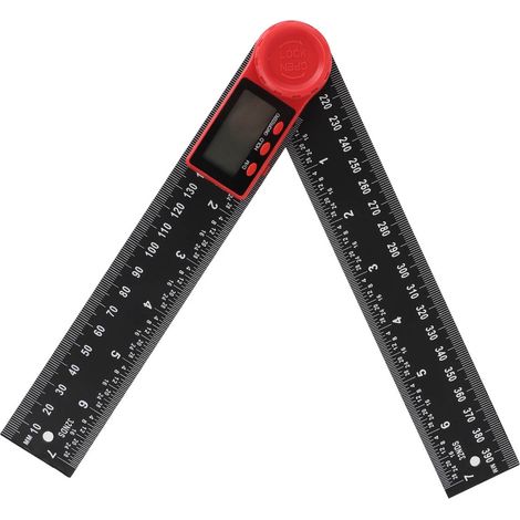 Jauge d'angle numérique 2 en 1, instrument de mesure d'angle numérique en plastique noir léger et pratique, 200 mm. (1/5)