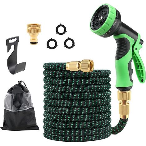Tuyau d'arrosage Extensible,Tuyau d'arrosage flexible avec buse de pulvérisation à 10 fonctions, pour jardin et lavage de voiture (50FT/15M)